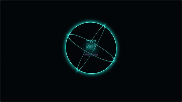 Modern Neon Animation Logo with Teal Circle and Curved Lines on Black Background