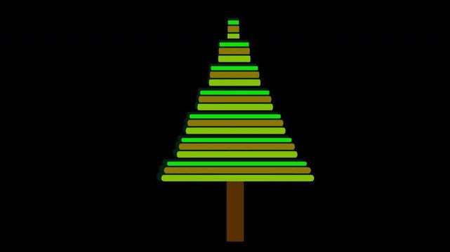 Abstract Geometric Christmas Tree Animation Building on Transparent Background