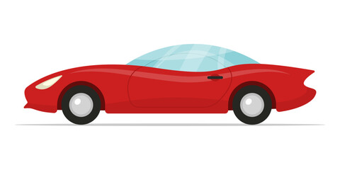 Fototapeta premium Red sports car with a glass roof icon. Colored silhouette. Side view. Vector simple flat graphic illustration. Isolated object on a white background.