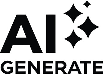 Obraz premium Professional black AI Generate typography logo with star sparkles for generative artificial intelligence content creation tools and AI circuit silhouette style brand design AI Generative 