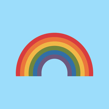 rainbow in the sky and cloud. Flat Vector Illustration of Various Rainbow Icons for Kids Design.