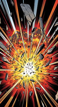 Explosion Blast with Debris and Light.