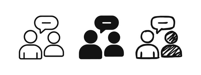 Communication and Discussion Icons - Two People with a Speech Bubble Symbolizing Dialogue. © ICONS FOR YOU