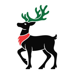 Obraz premium Christmas Reindeer with Antlers – Festive Holiday Deer Vector Illustration