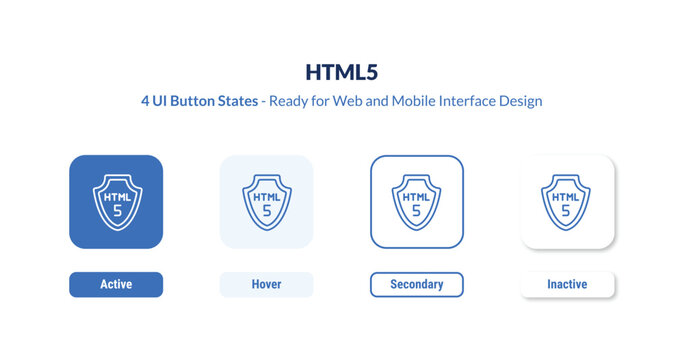html5 4-state UI button. Outline icon kit from programming collection. Thin linear html5, technology, css editable vector. Minimal html5 sign for web and mobile interface