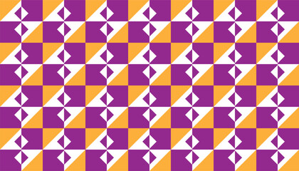 Fototapeta premium Seamless geometric pattern with purple, orange, and white triangles