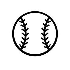 Obraz premium Black Outline Baseball Icon Vector Graphic: Minimalist design on white background. Ideal for sports branding, team logos, athletic event promotions, digital media, web, print, and game development. Re