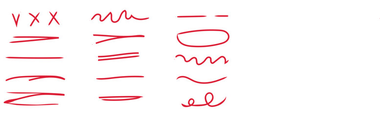 Obraz premium Red hand drawn lines and scribbles on white background for graphic design elements