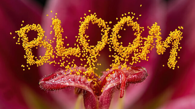 3D Typography "BLOOM" intricately Formed by Vibrant Pink and Red Spring Flowers