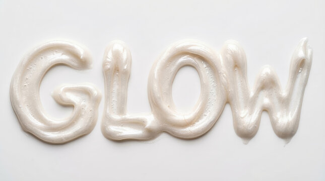 3D Typography "GLOW" Formed by Thick Bright White Neon Tubes and Light