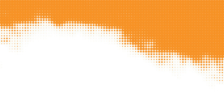 Orange Halftone Dot Top Wave Abstract Vector Background for Creative Advertising Posters, Website Headers, Marketing Graphics and Modern Digital Branding Designs