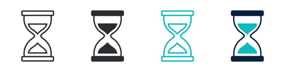 Hourglass timer icon set, sand clock countdown time deadline symbol, outline and solid and color style. Vector illustration. © Masuda Akthar