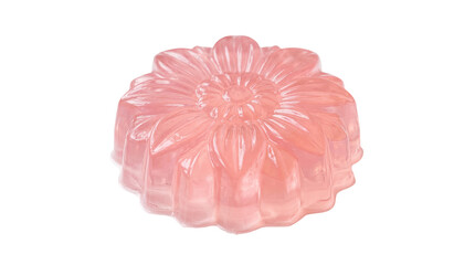 Delicate pink flower-shaped gelatin dessert, a sweet and translucent wobbly treat isolated for culinary designs and menu presentations