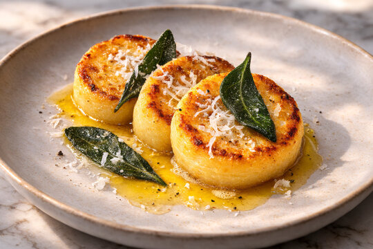 Gebratene Gnocchi alla Romana mit Salbeibutter und Parmesan