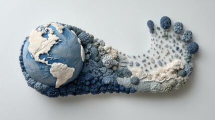 Fototapeta premium Artistic 3D Footprint Design Representing Earth and Environment Impact