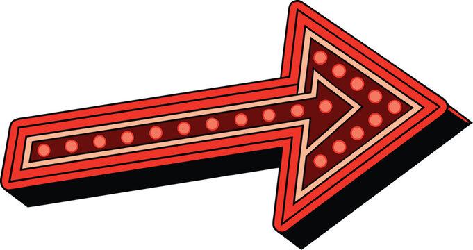 Glowing Red Neon Arrow Sign Pointing Right glowing arrow neon sign marquee sign