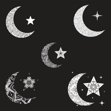 Luxury Celestial Moon Illustration for Eid Mubarak and Islamic Religious Festivals, Vector Art