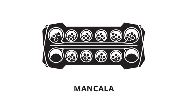 High-quality image of a classic wooden mancala board game with smooth stones, showcasing minimalist design and strategic gameplay on a flat surface.