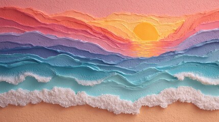 Obraz premium Radiant Pastel Beach Paradise with Glow and Fun Plasticine Texture