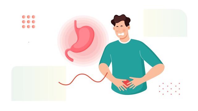 Person with Stomach Pain - Animated Stock Illustration as MP4 File