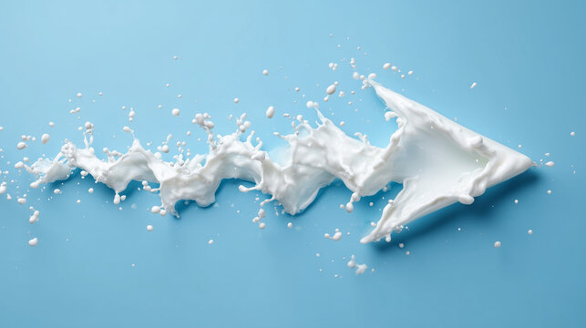 Trail white milk splashing in arrow shape upward movement for dairy industry growth statistics and World Milk Day
