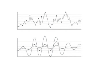 Fototapeta premium Two line graphs depicting fluctuating data trends over time periods