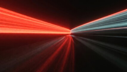 Red and blue light streaks rush toward a dark center