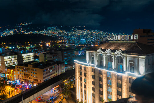 Medellin, Antioquia- Colombia. June 22, 2023. Hotel Nutibara in Medell&iacute;n at night