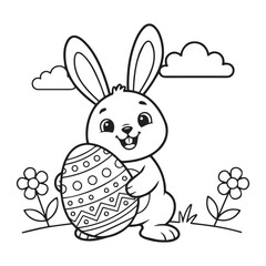 Obraz premium activity, baby chick, basket, black and white, bold lines, bunny, cartoon, chick, children, classroom, clipart, coloring book, coloring page, craft, cute, cute animals, doodle, easter, easter bunny, e