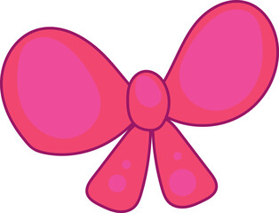 A pink bow on a white background isolated on white background, illustration