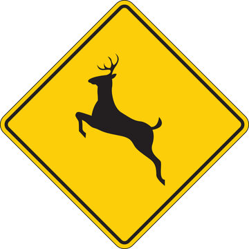 Deer crossing sign traffic road sign vector illustration isolated.