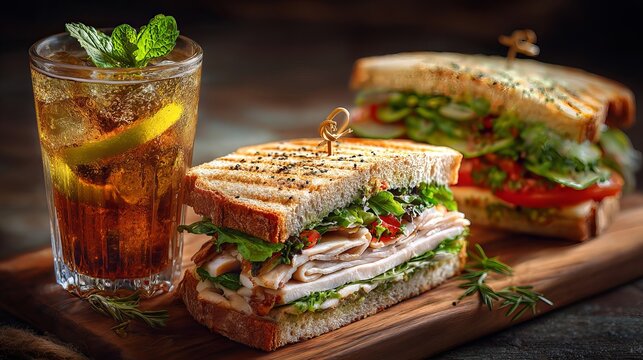 Tasty sandwiches and refreshing drinks nourish you.