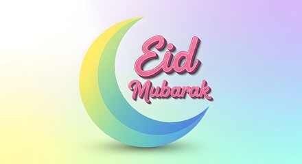 Obraz premium Eid mubarak greeting with crescent moon