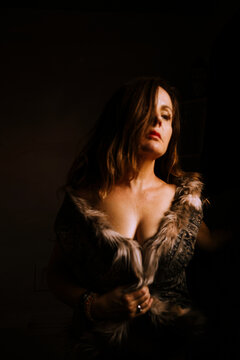 Portrait of a woman in a fur vest