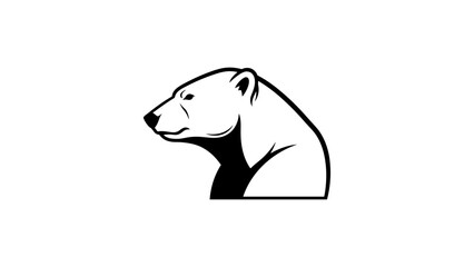 Minimalist polar bear silhouette - elegant black and white animal design for nature themes