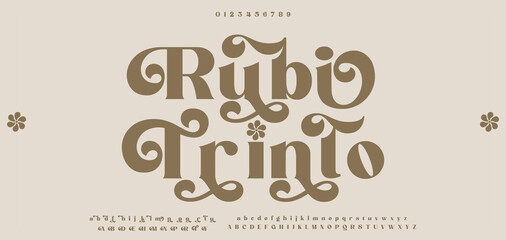 Rubi Trinto typography beauty fashion elegant minimalist serif italic fonts decorative wedding vintage retro logos. Minimal luxury font alphabet logo. Vector illustration © Custom Designs