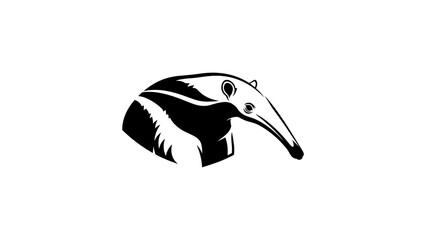 Obraz premium Stylized anteater head silhouette with bold black and white design