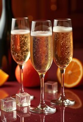 Elevated Champagne Bubbles Ascending Flutes at Glamorous Black Tie Soiree