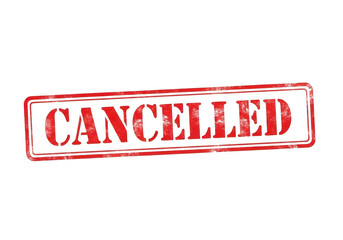 A bold red stamp with the word cancelled prominently displayed