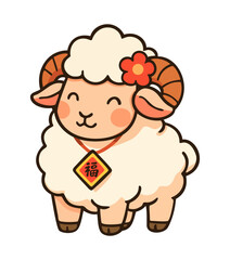 Fototapeta premium Year of the sheep. Cute sheep, symbolizing good fortune for Chinese New Year 2027