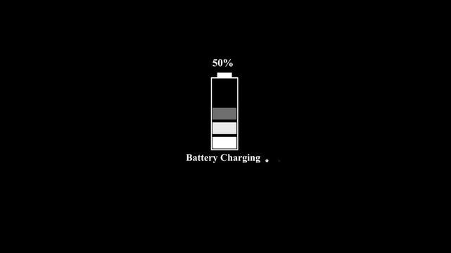 Animated icon charge battery. Battery monitor screen pixel. Energy ion lithium battery.