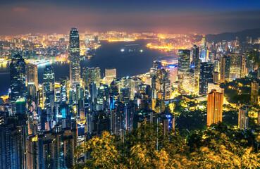 Fototapeta premium Hong Kong ,Iconic Hong Kong city skyline and Victoria Harbour at daylight.