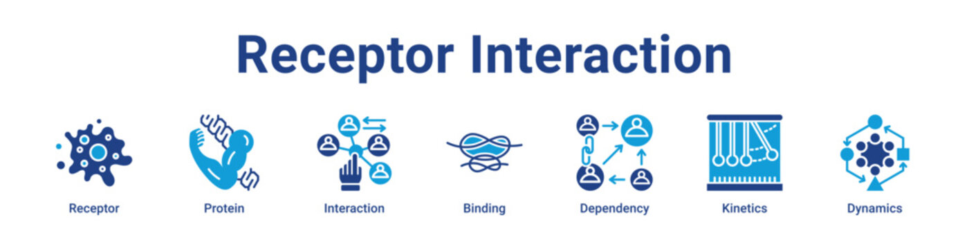 Receptor Interaction Icon Banner blue color