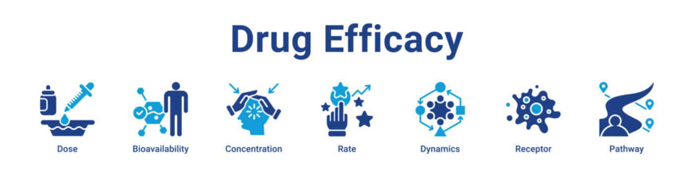 Drug Efficacy Icon Banner blue color