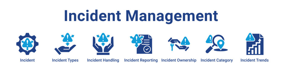 Incident Management Icon Banner blue color