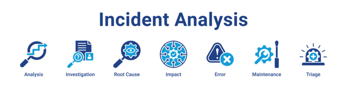 Incident Analysis Icon Banner blue color