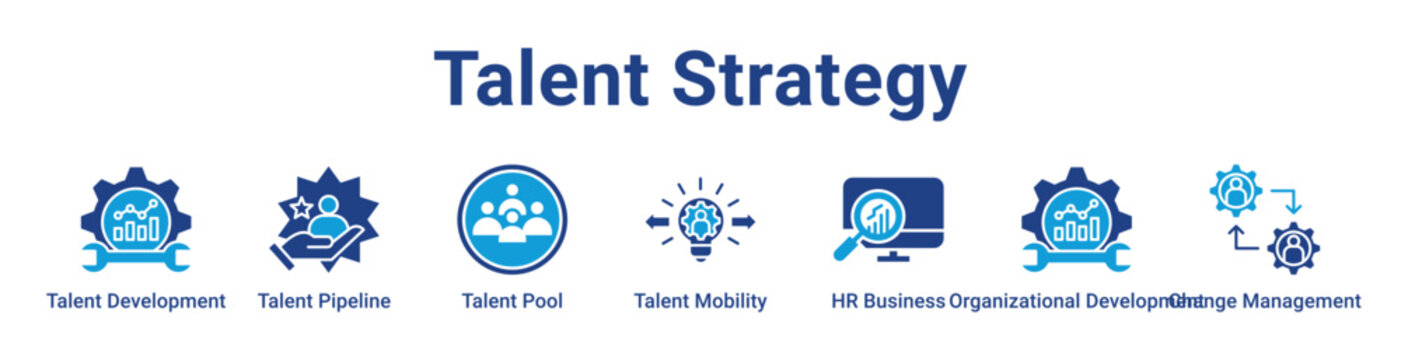 Talent Strategy Icon Banner blue color