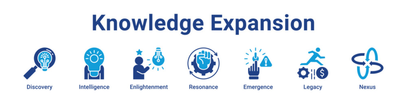 -Knowledge Expansion Icon Banner blue color