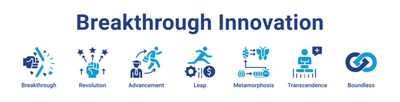 -Breakthrough Innovation Icon Banner blue color