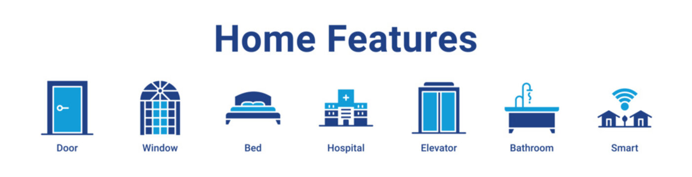 -Home Features Icon Banner blue color